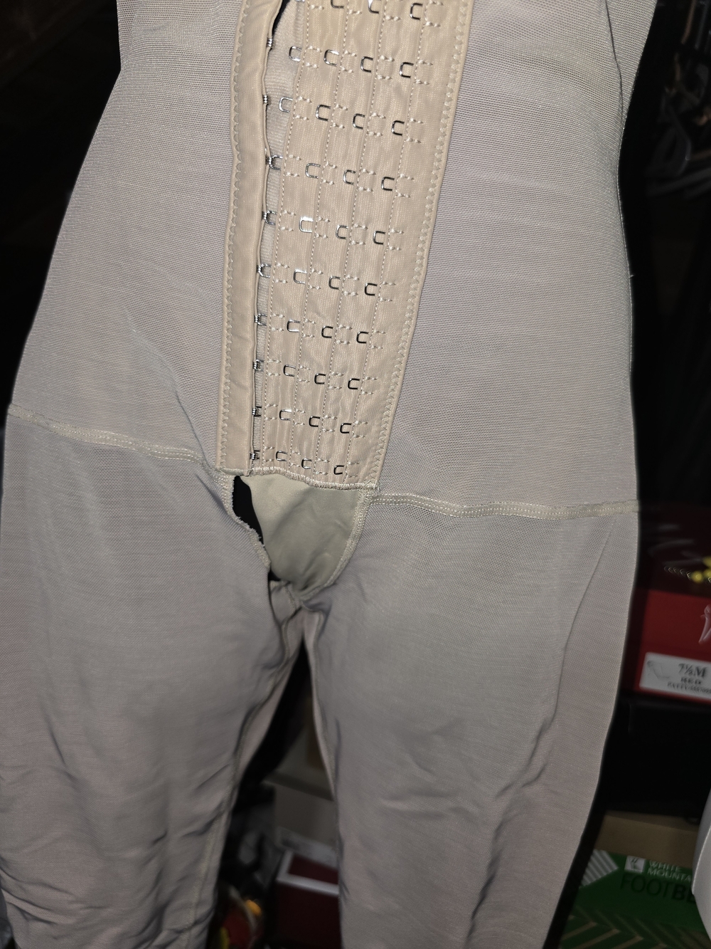 Men's Beige/Neutral High-Waist Compression Underwear with Hook Closure